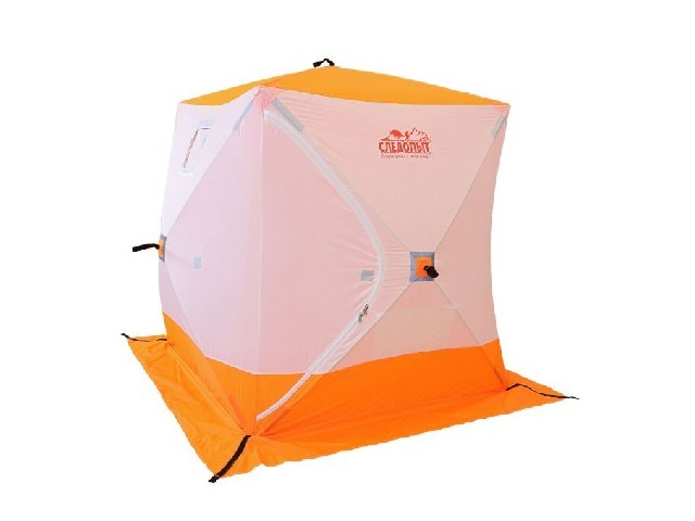 Палатка зимняя куб СЛЕДОПЫТ 1,8 х1,8 м, Oxford 240D PU 1000, 3-местная ,цв. бело-оранж.(Уценка)PF-TW